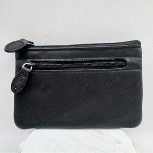 Rolfs vintage black leather coin pouch with key chain
